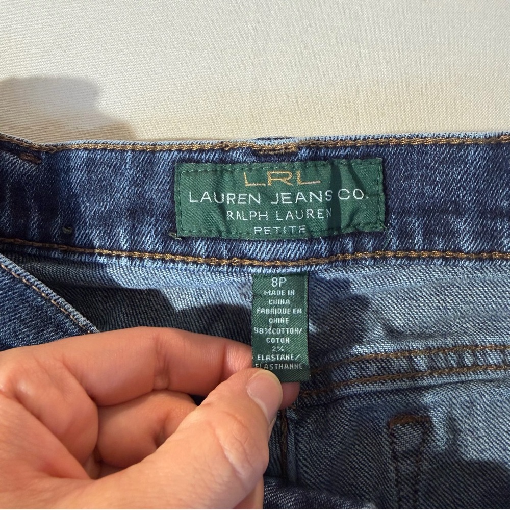 LRL Lauren Ralph Lauren Petite Straight Leg Jeans Dark Wash Sz 8P Classic Preppy - Picture 3 of 6